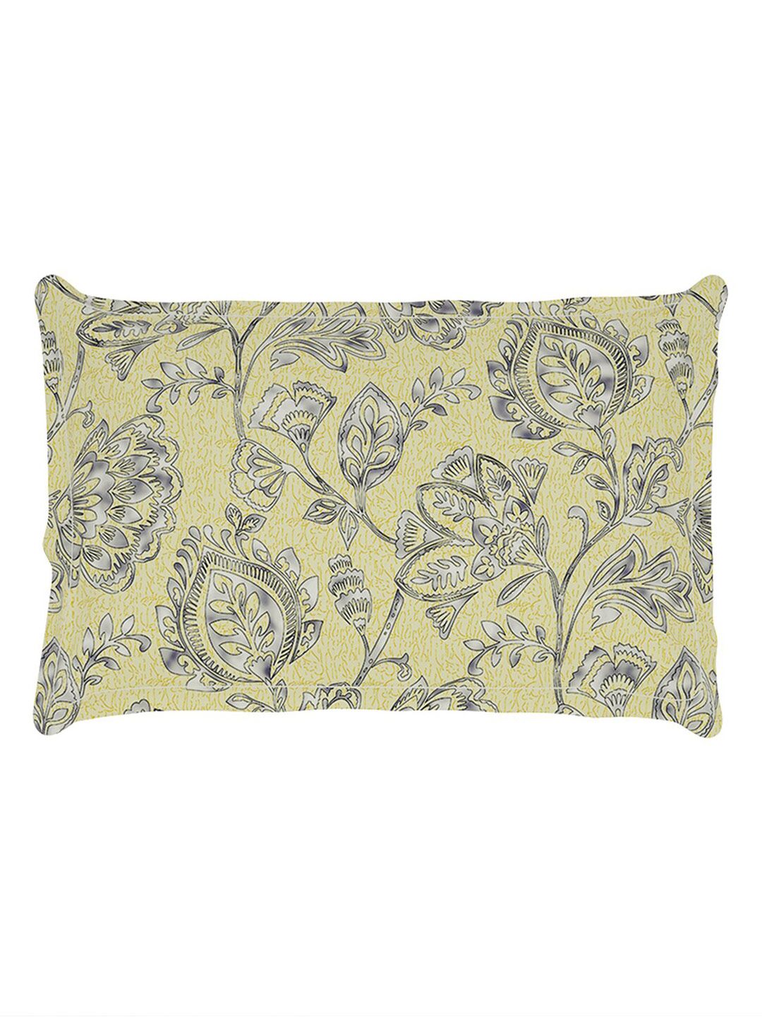 Story@home Cream-Coloured & Grey Floral Microfiber 180 TC Single Bedsheet & 1 Pillow Cover