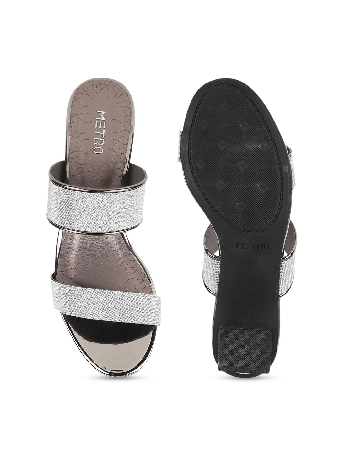 Metro Grey Embellished Block Heels