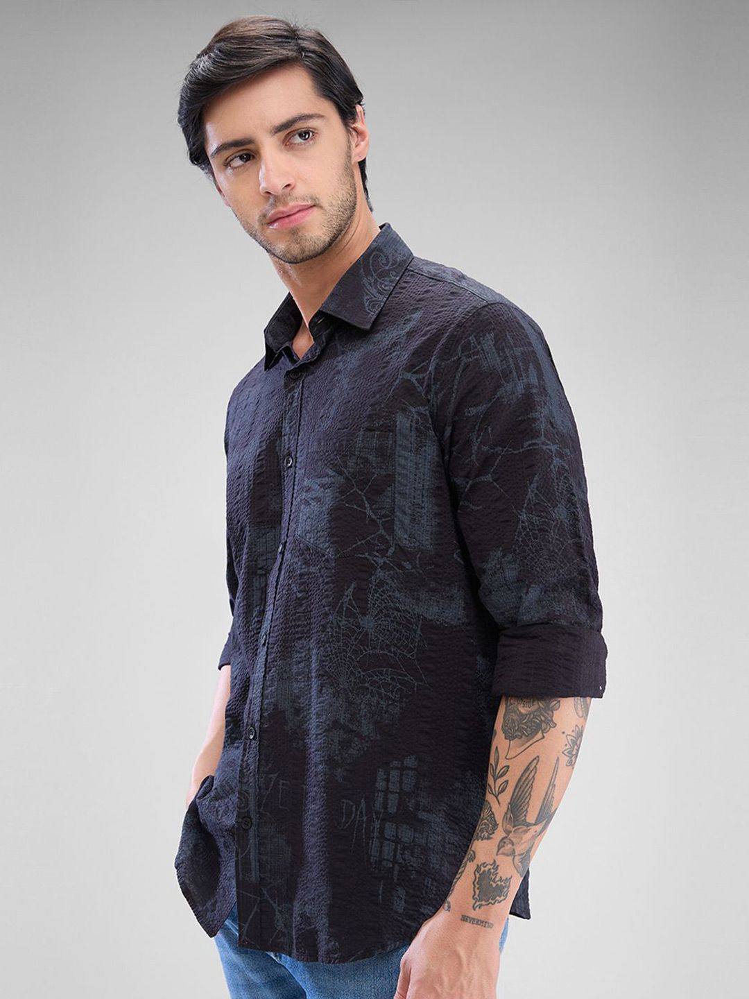 SPYKAR Men Slim Fit Opaque Printed Casual Shirt