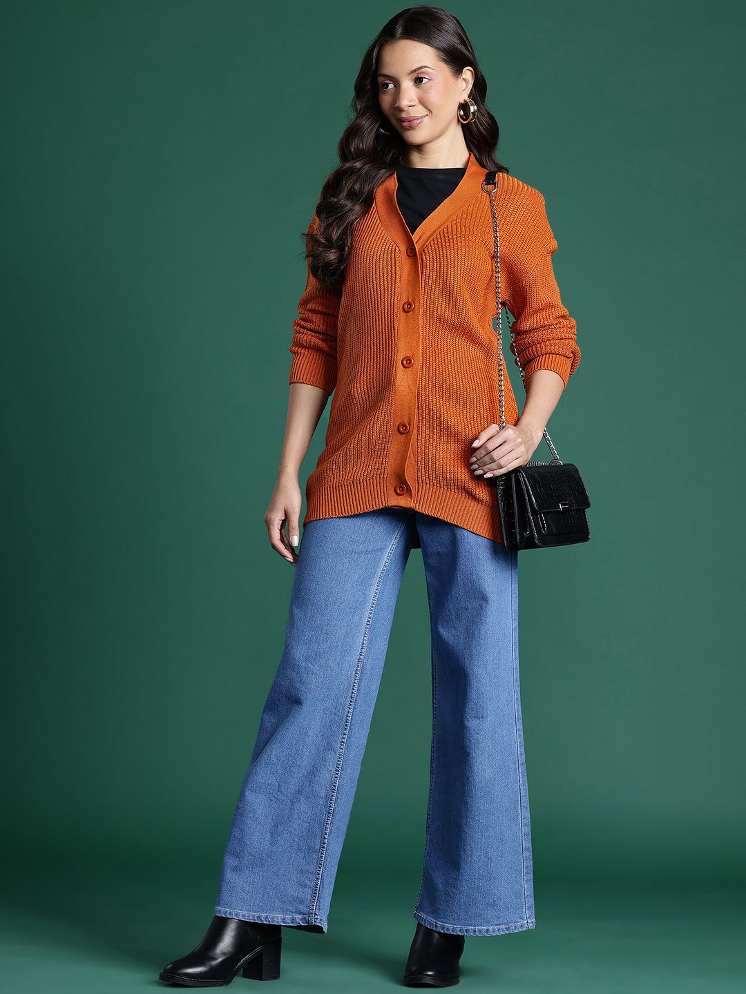 DressBerry Pure Acrylic Ribbed Cardigan