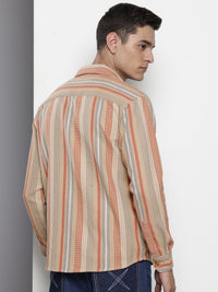 The Indian Garage Co Pure Cotton Striped Drop-Shoulder Sleeves Relaxed Casual Shirt