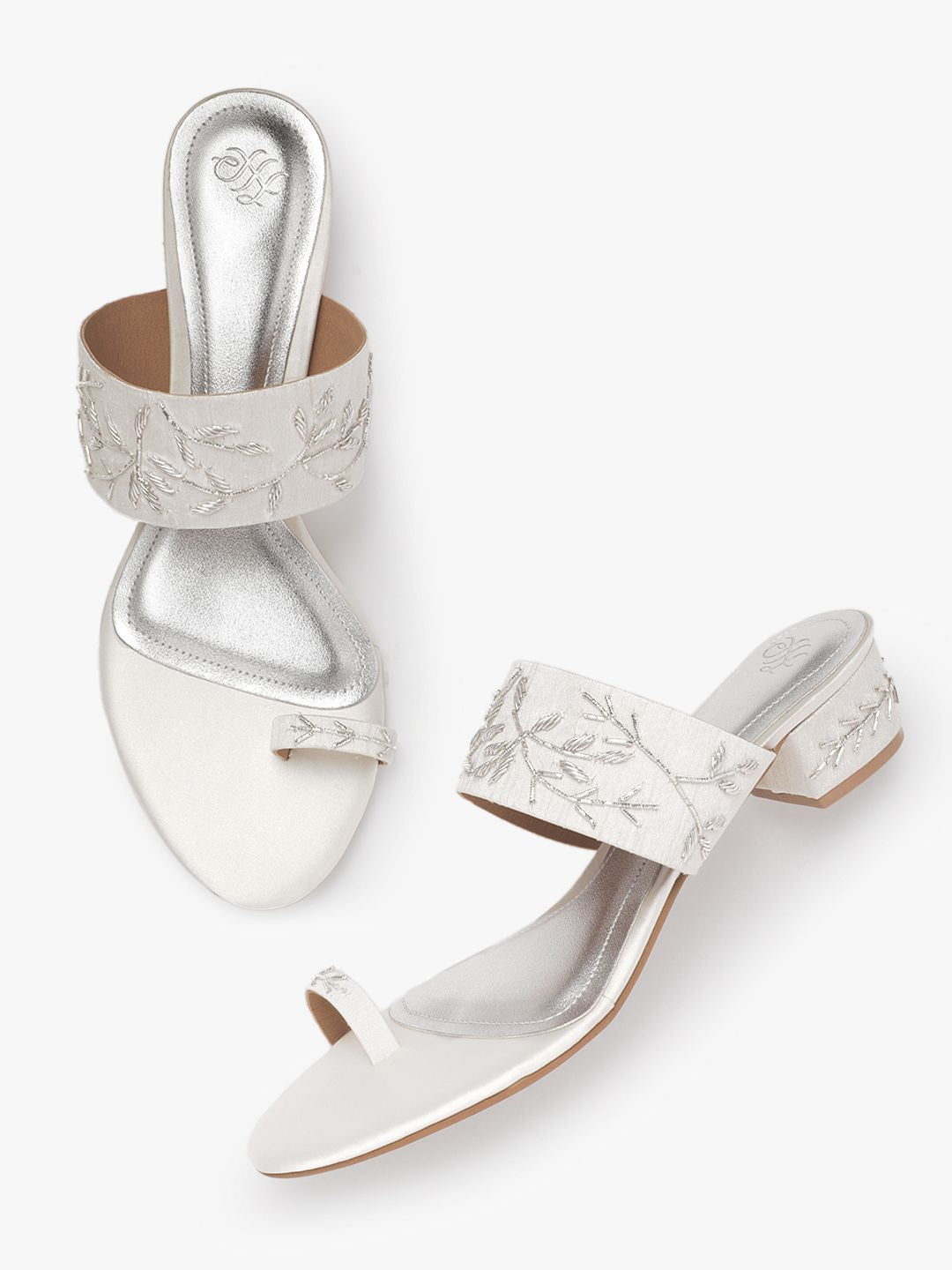 House of Pataudi Floral Embroidered Block Heels