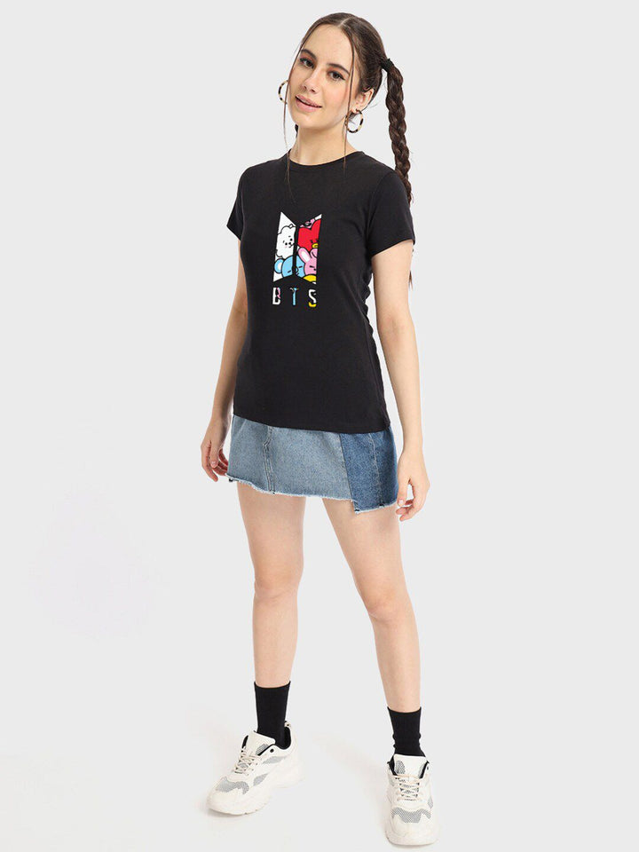 Bewakoof Black Graphic Printed Round Short Sleeves Neck Pure Cotton T-shirt