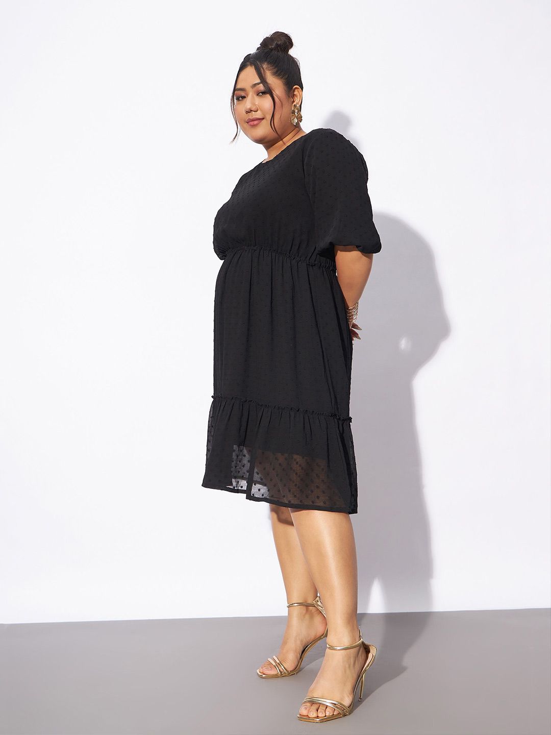 SASSAFRAS Curve Plus Size Round Neck Fit & Flare Dress