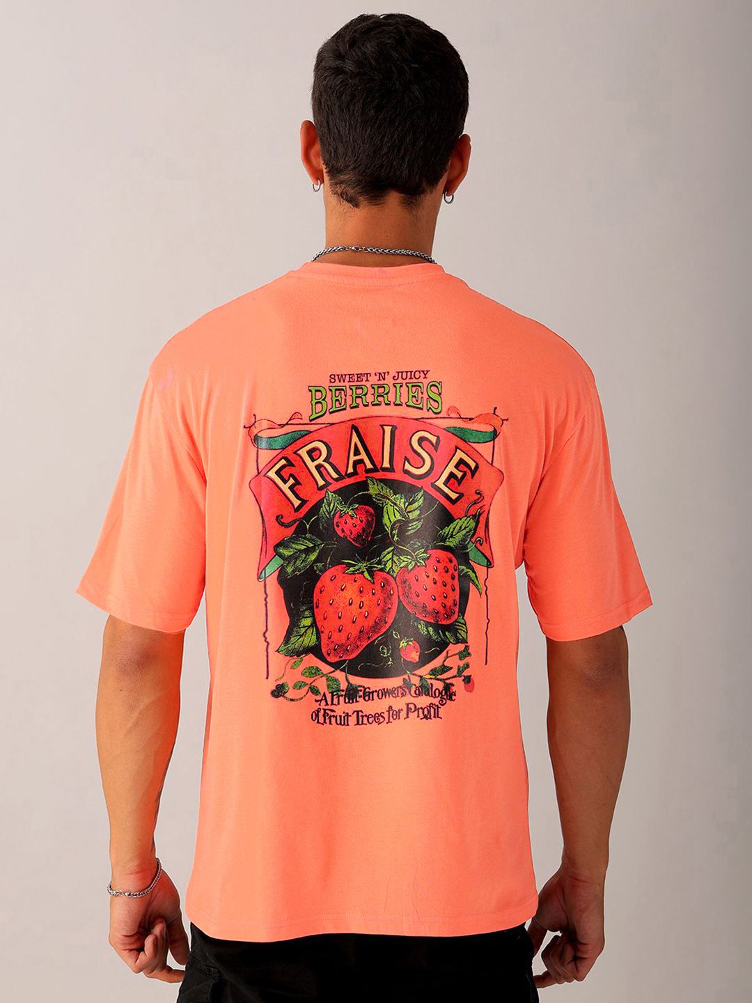 The Indian Garage Co Men Back Printed Boxy Oversized Round Neck T-shirt
