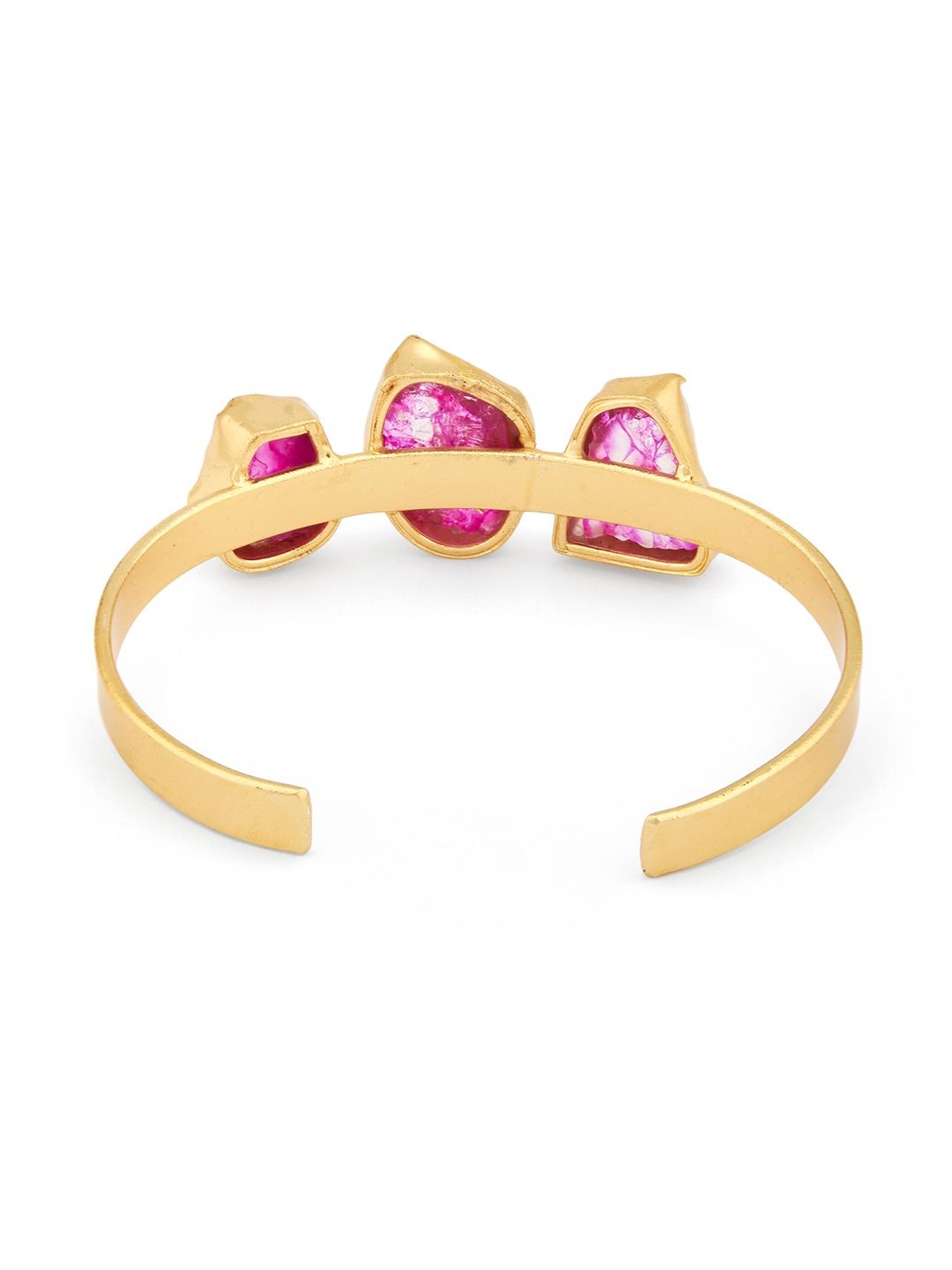 Zaveri Pearls Pink Brass Gold-Plated Cuff Bracelet