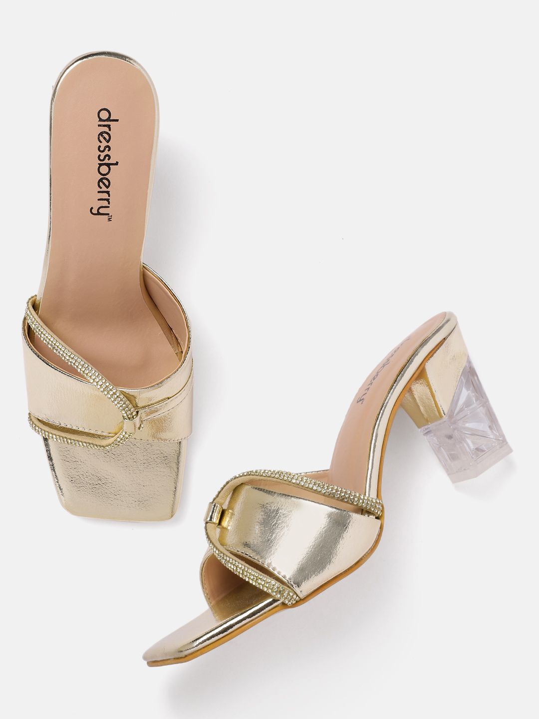 DressBerry Embellished Party Block Heel