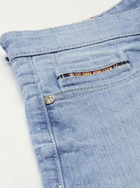 The Indian Garage Co Men Blue Washed Slim Fit Denim Shorts
