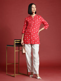 all about you Ethnic Motifs Print Pure Cotton Pin Tucks Short Kurti