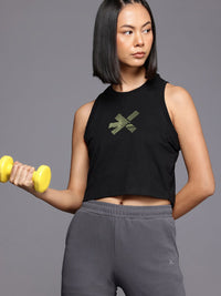 HRX by Hrithik Roshan Women Brand Logo Printed Training Crop T-shirt