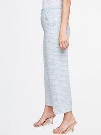 AND Women Blue Checked Flared Trouser