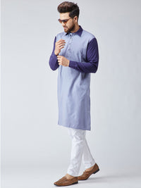 SOJANYA Men Blue Solid Pathani Kurta