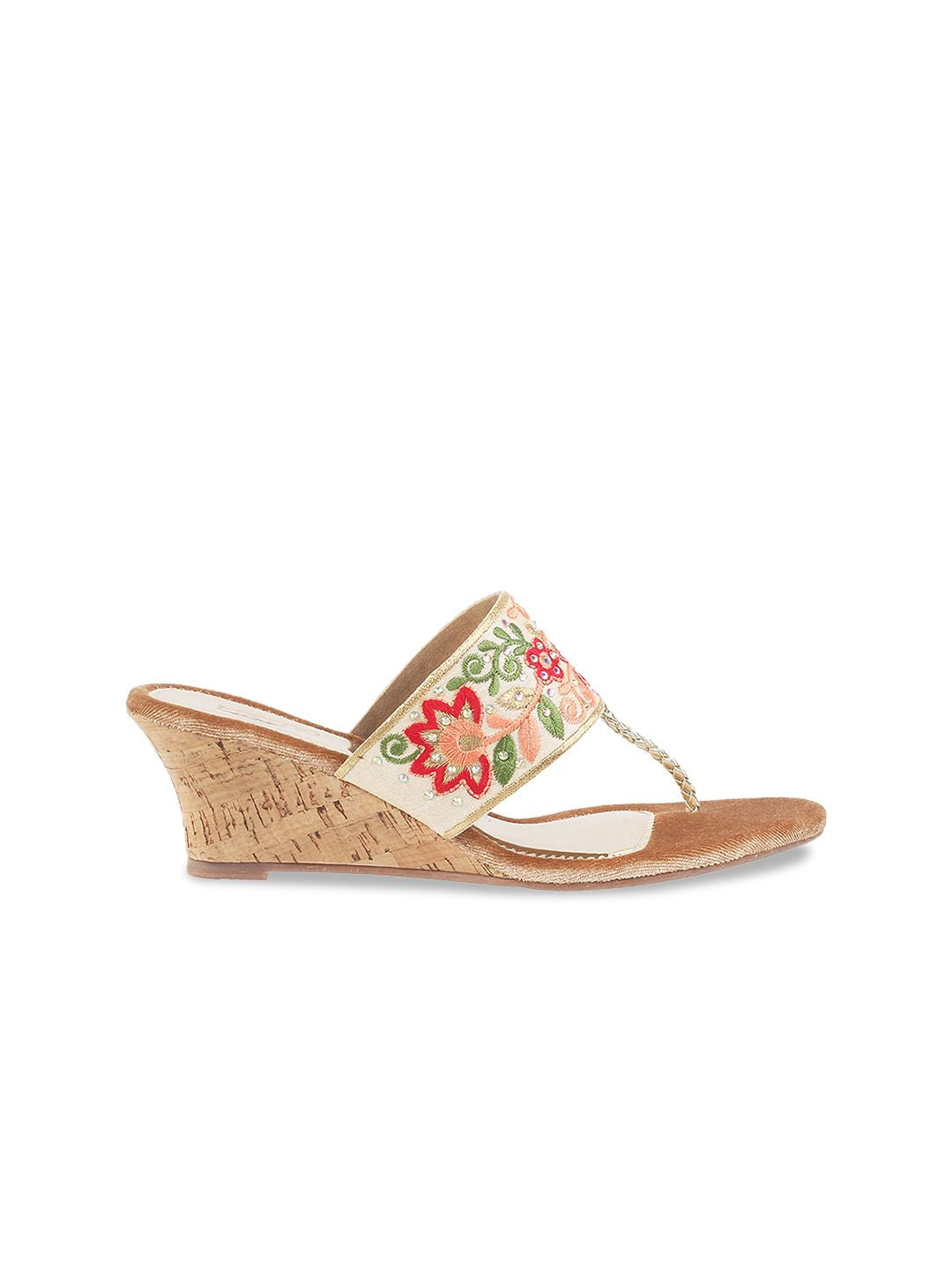 Metro Gold-Toned Ethnic Wedge Sandals
