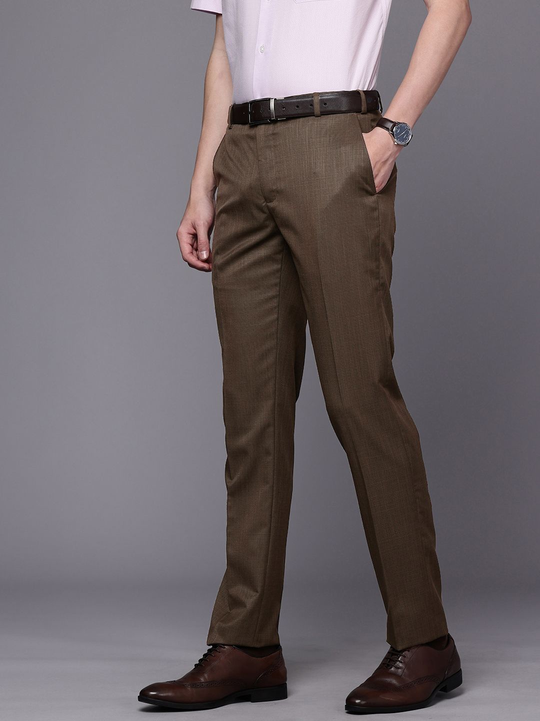Raymond Men Textured Slim Fit Formal Trousers