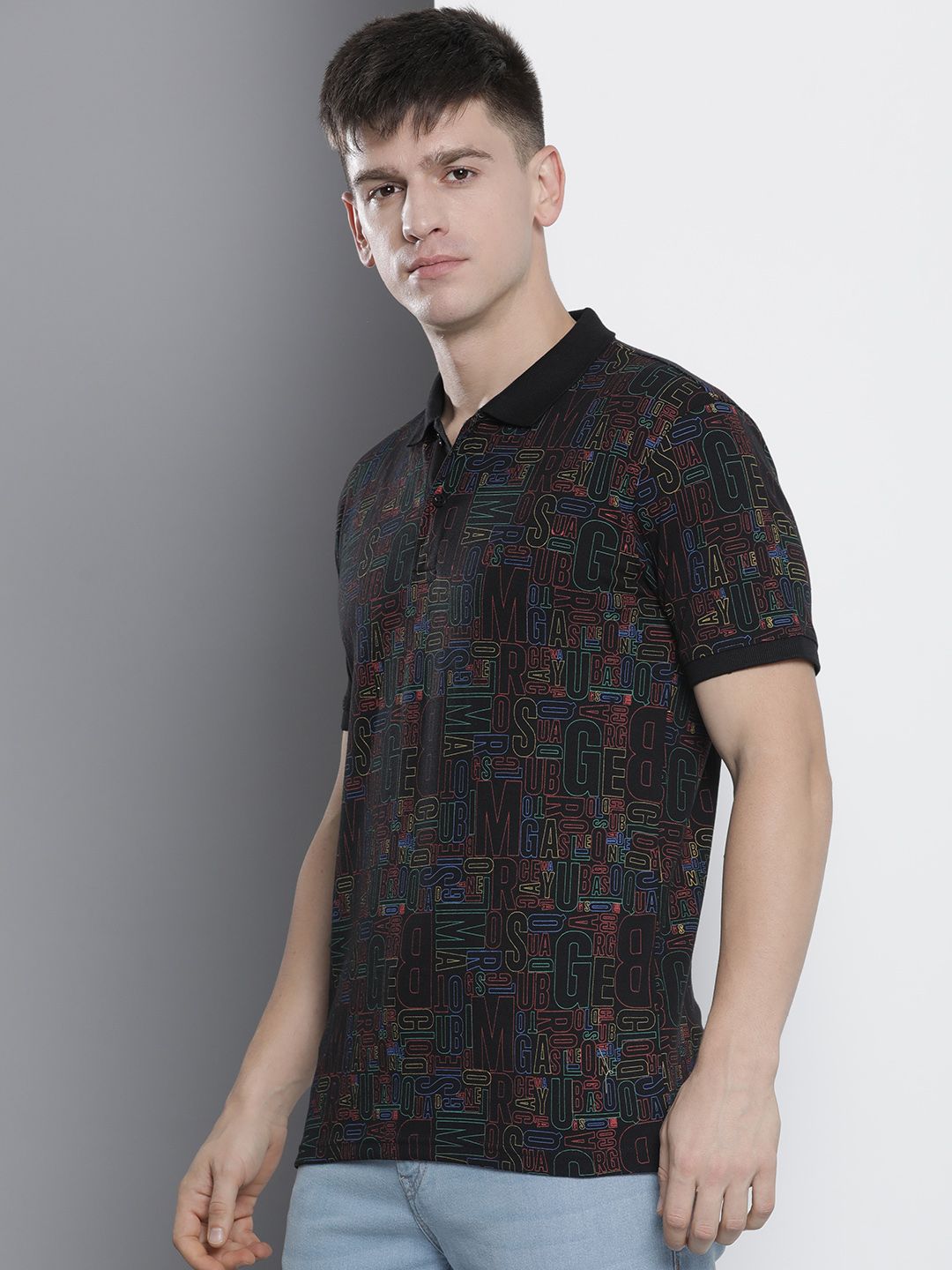 The Indian Garage Co Men Typography Printed Polo Collar T-shirt