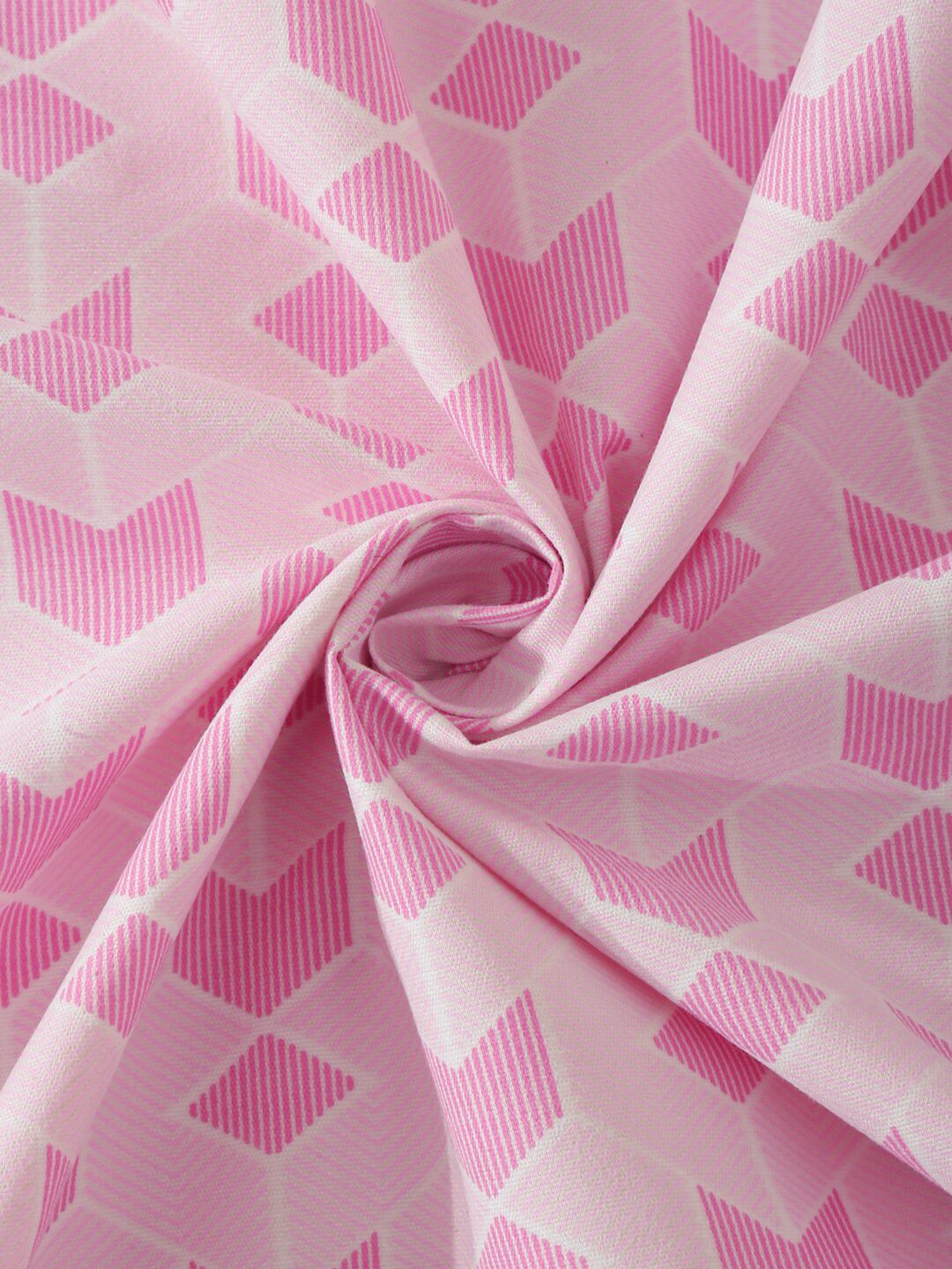 KLOTTHE Pink Geometric Printed 300 TC Dilengkapi Cadar Bujang Dengan Sarung Bantal