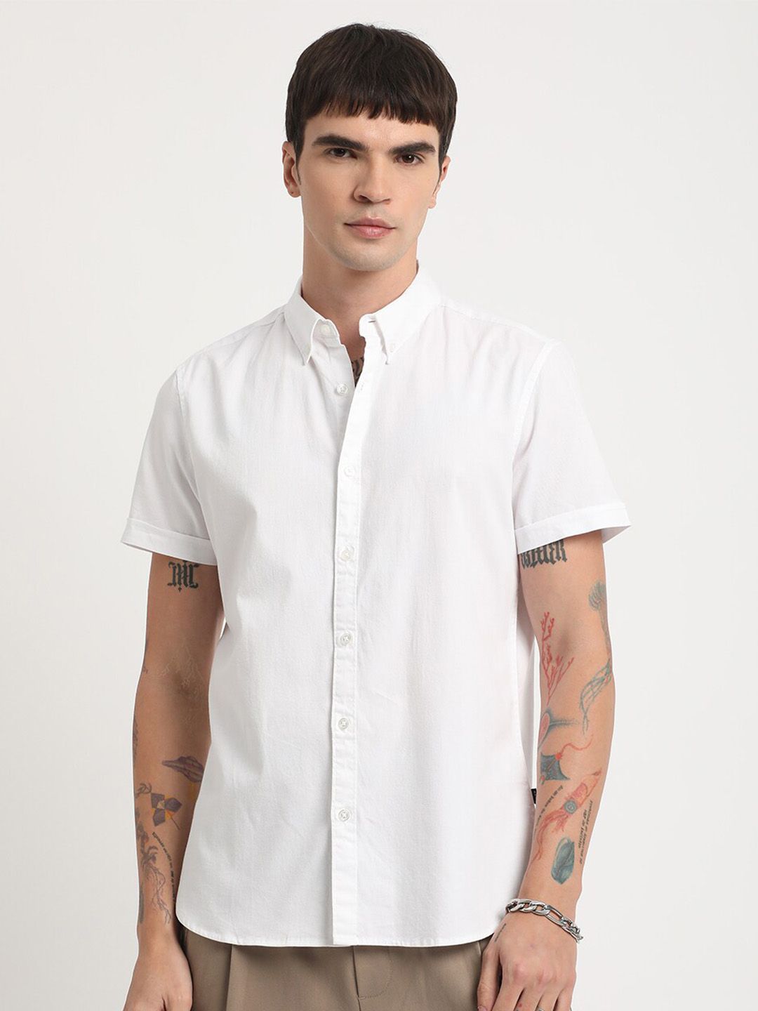 THE BEAR HOUSE Slim Fit Pure Cotton Casual Shirt