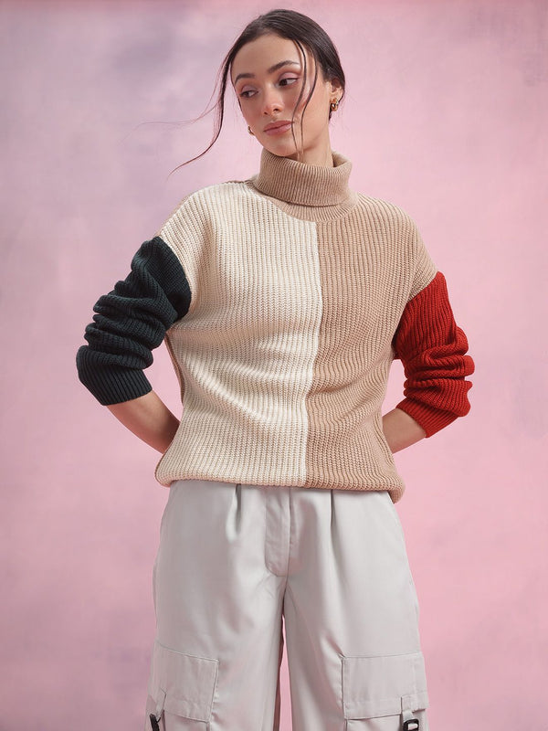 Dressberry colourblocked turtle leher colourblocked pullover