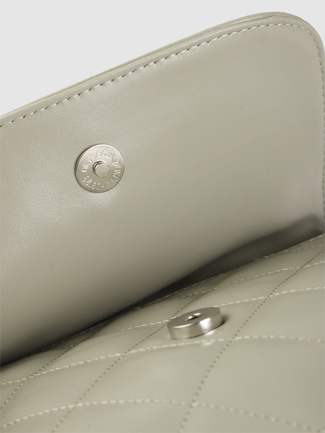 Lino Perros Sage Green Quilted Structured Sling Bag with Non-Detachable Sling Strap