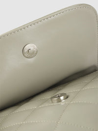 Lino Perros Sage Green Quilted Structured Sling Bag with Non-Detachable Sling Strap