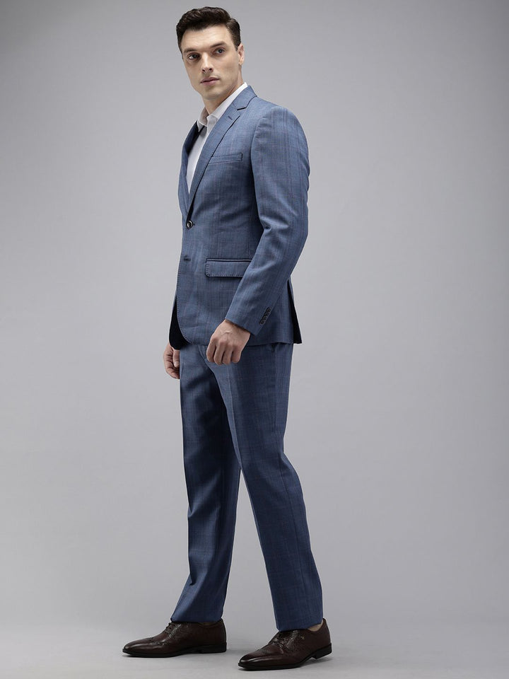Park Avenue Checked Single-Breasted Formal Blazer With Trouser