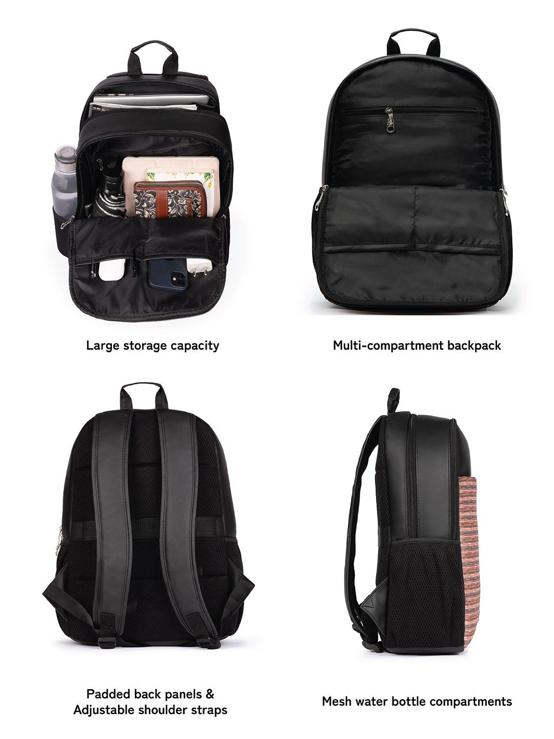 ZOUK Unisex Striped Water Resistance Backpack Up To 16 Inch