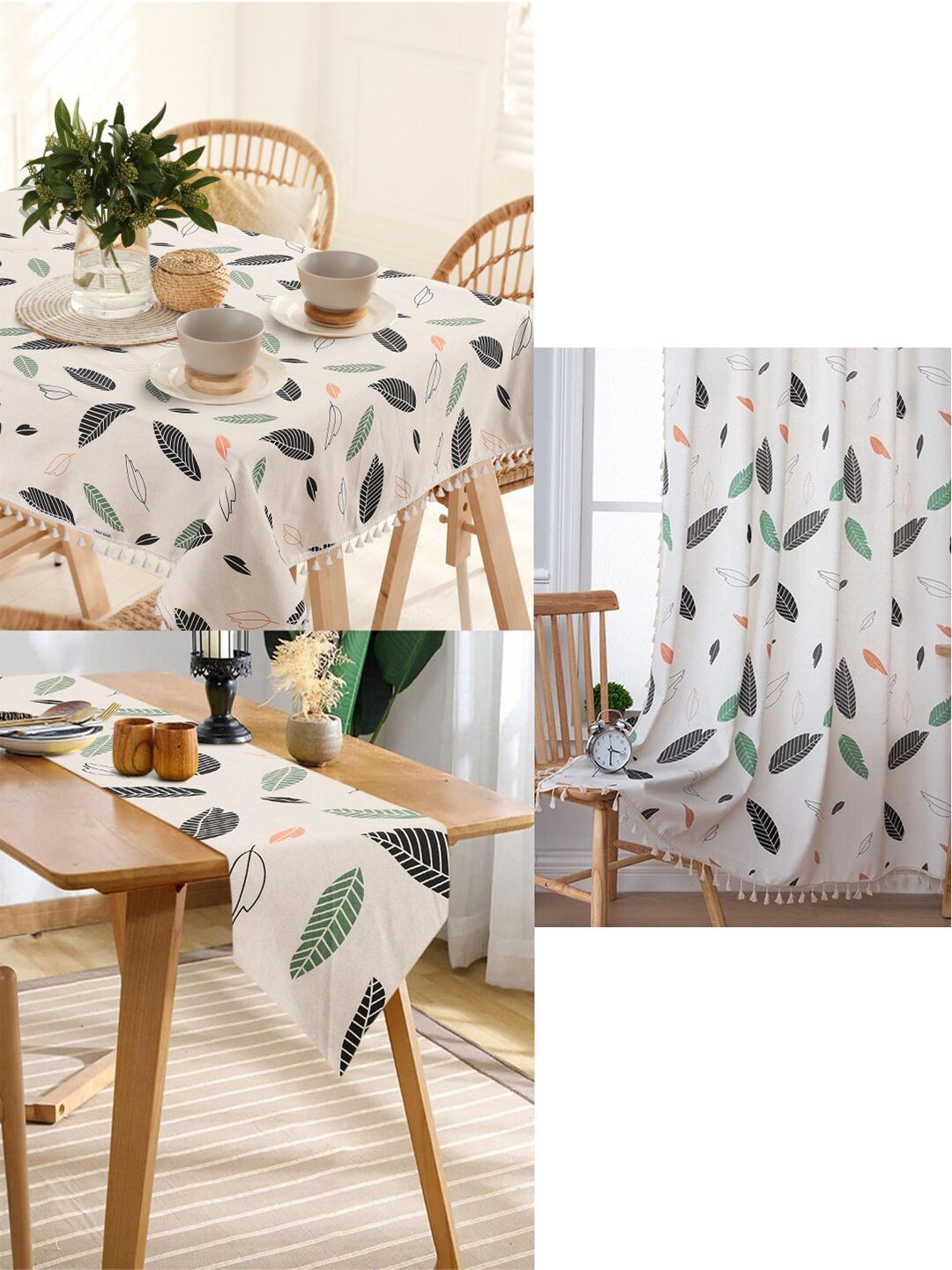 URBAN SPACE White Printed Pure Cotton 6-Seater Table Cover