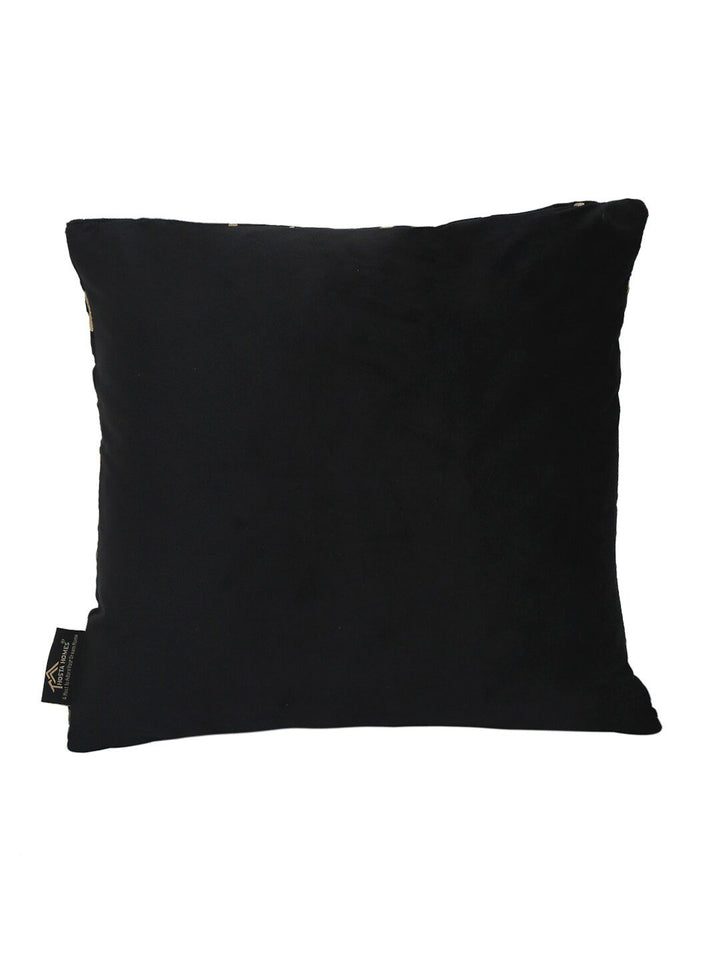 HOSTA HOMES Set of 5 Black & Gold-Toned Floral Velvet Square Cushion Covers
