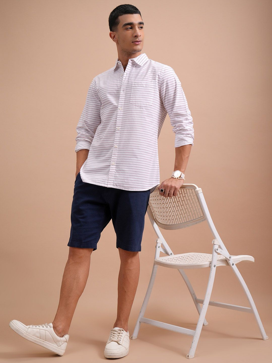 HIGHLANDER Plus Size Slim Fit Opaque Cotton Casual Shirt