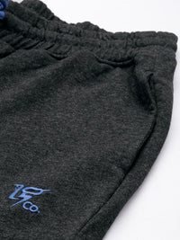 The Indian Garage Co Men Charcoal Grey Solid Melange Effect Joggers