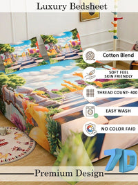 Moda Rapido X KLOTTHE Cartoon Characters 400 TC King Bedsheet with 2 Pillow Covers