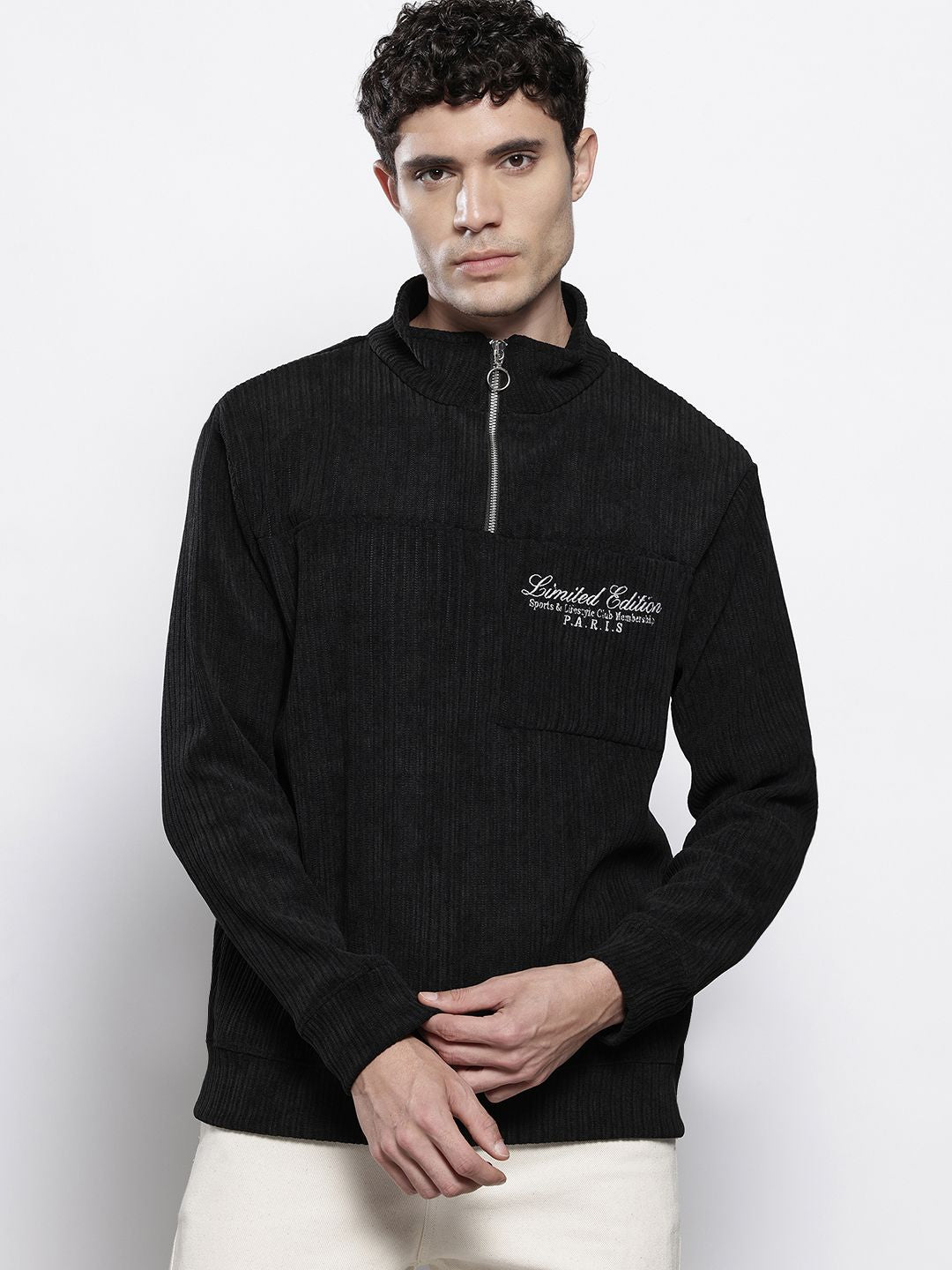 The Indian Garage Co Typography Printed Corduroy Sweatshirt