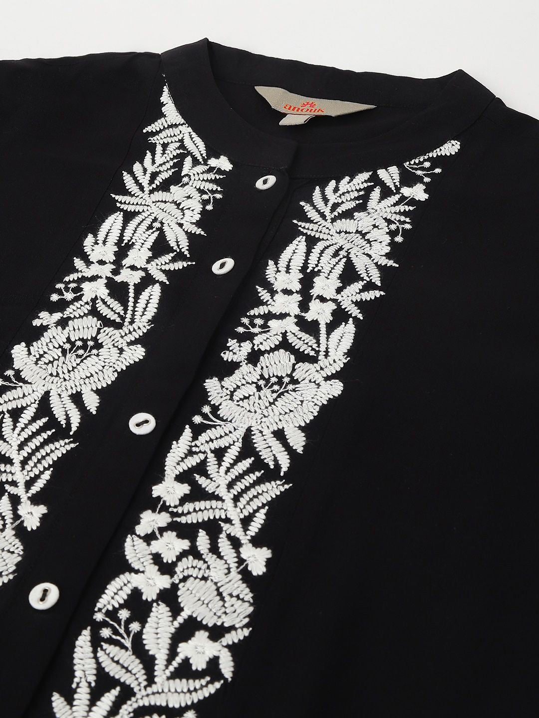 Anouk Black Silk Blend Embroidered Tunic with Trousers