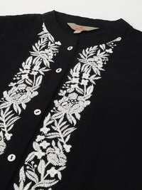 Anouk Black Silk Blend Embroidered Tunic with Trousers