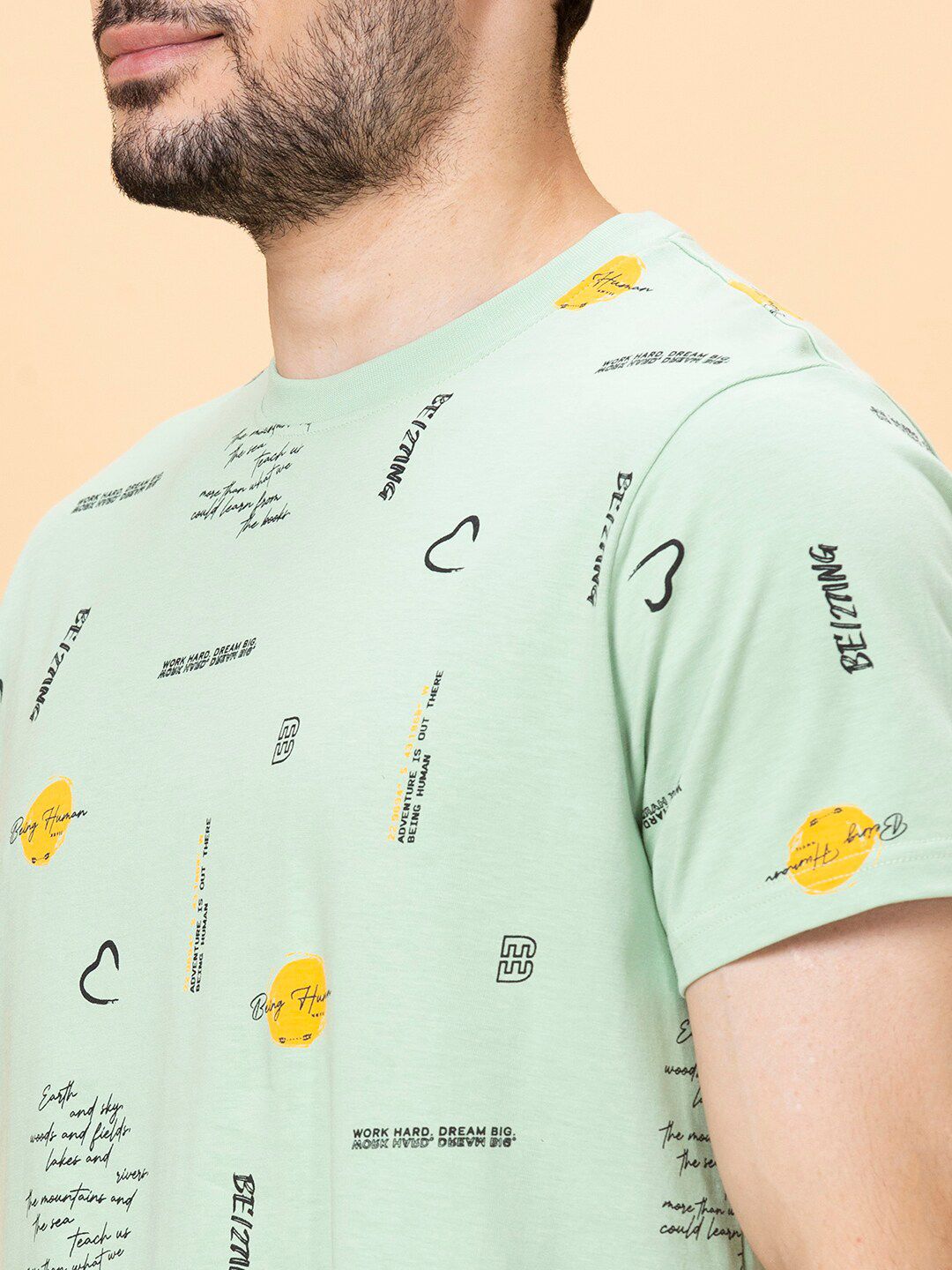 Being Human Conversational Printed Round Neck Short Sleeves Pure Cotton T-shirt