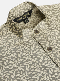 SOJANYA Boys Grey & Beige Jacquard Corak Etnik Kurta Lurus
