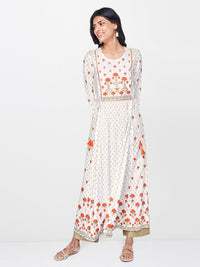 Global Desi Women White Printed A-Line Kurta