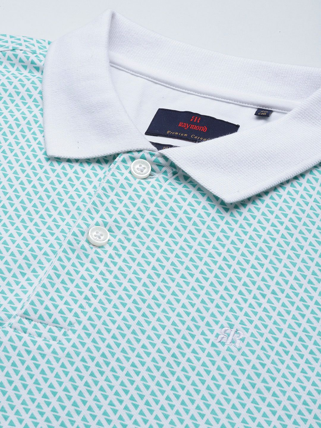 Raymond Geometric Print Polo Collar Pure Cotton Modern Fit T-shirt