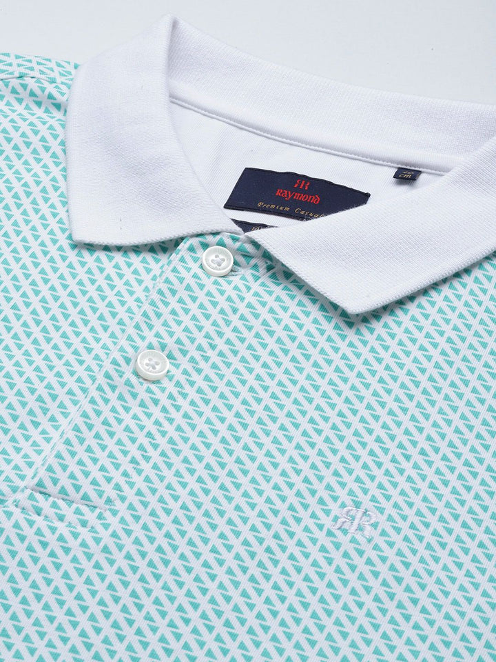 Raymond Geometric Print Polo Collar Pure Cotton Modern Fit T-shirt