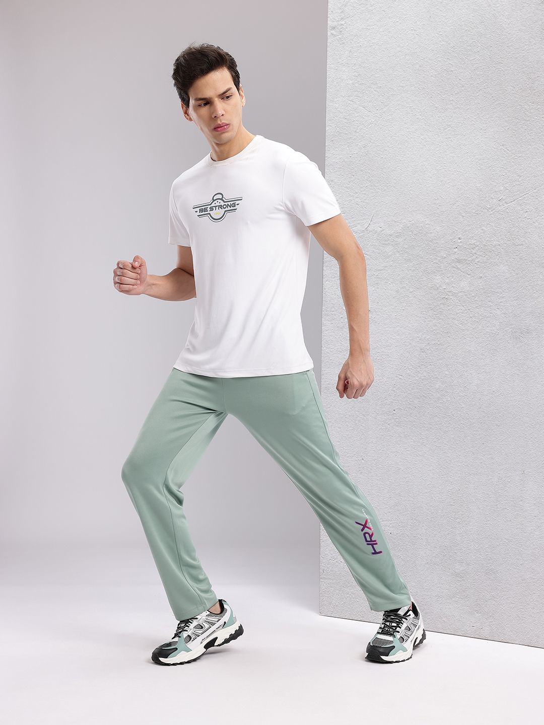 HRX by Hrithik Roshan Men Brand Logo Printed Mid-Rise Rapid-Dry Running Track Pants