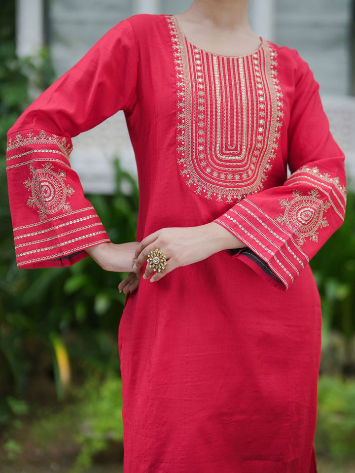 Indo Era Women Ethnic Motifs Embroidered Regular Sequinned Kurta with Trousers