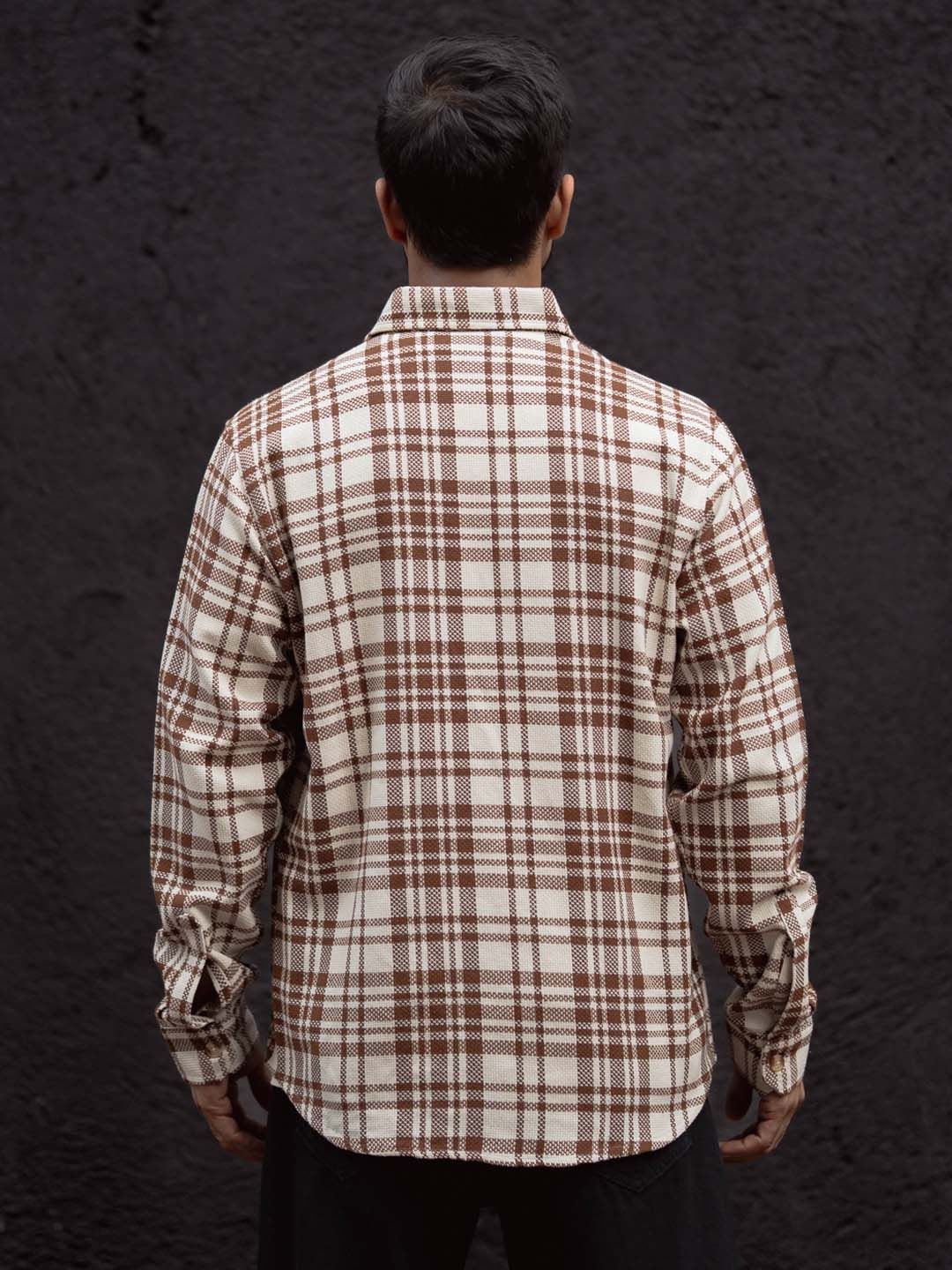 Powerlook Men Spread Collar Tartan Checked Cotton Casual Shirt