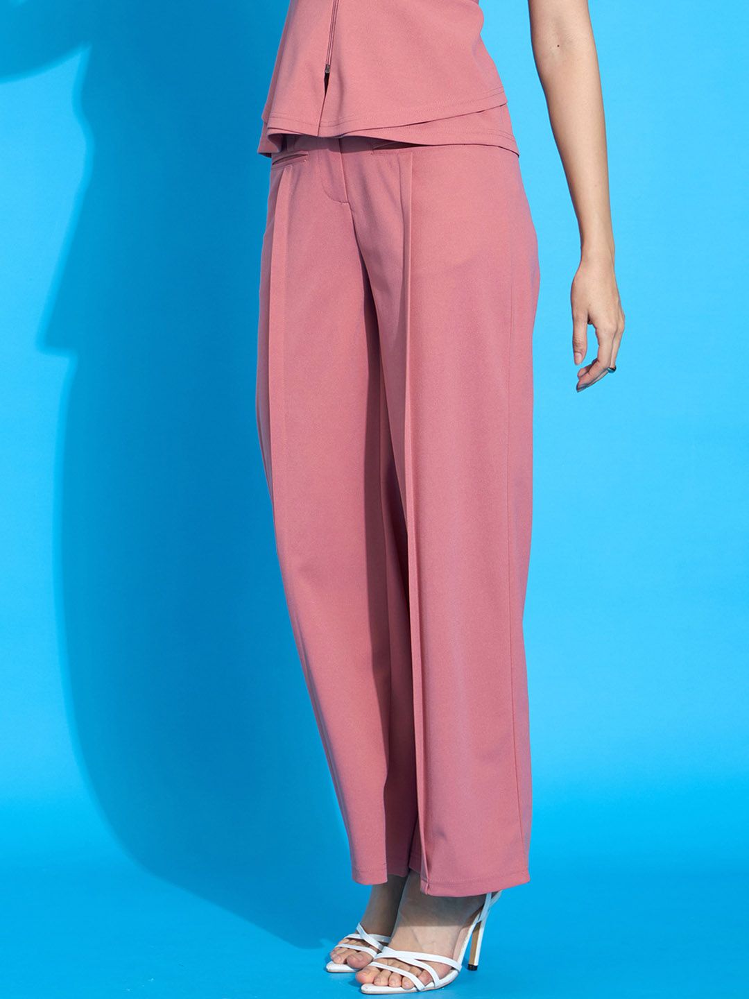 SASSAFRAS worklyf Women Straight Fit High-Rise Trousers
