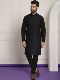 SOJANYA Men Black Chikankari Kurta