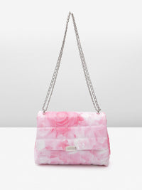 Lino Perros Floral Printed Structured Shoulder Bag with Quilted Detail