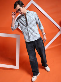 The Indian Garage Co Men Blue Slim Fit Printed Casual Shirt
