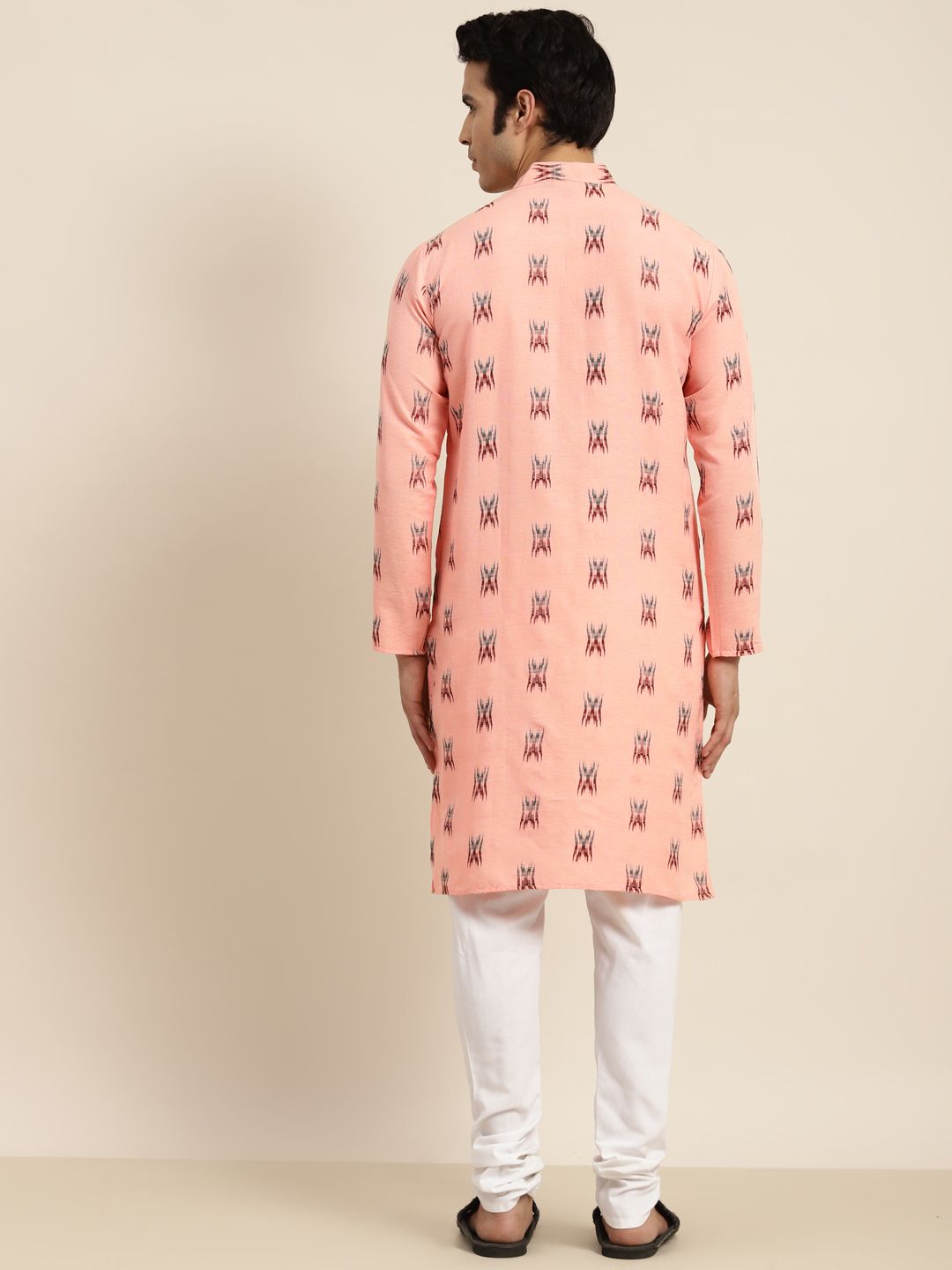 Anug by SOJANYA Men Peach-Coloured Ethnic Motifs Printed Pastels Kurta