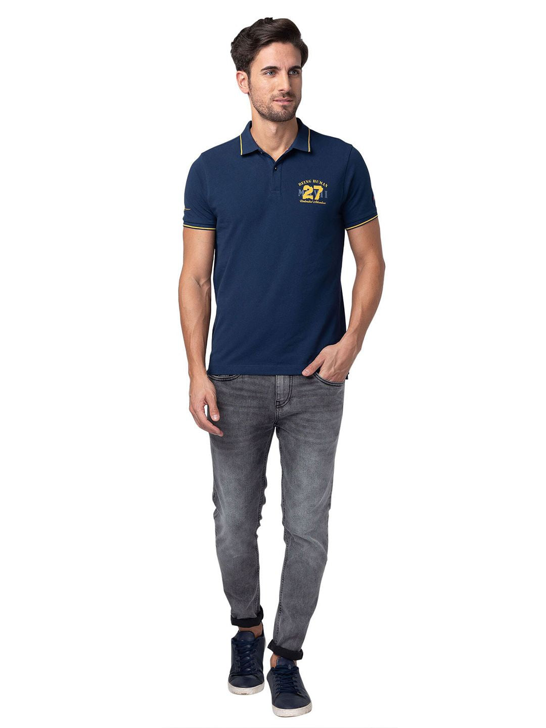 Being Human Polo Collar Cotton Regular T-shirt