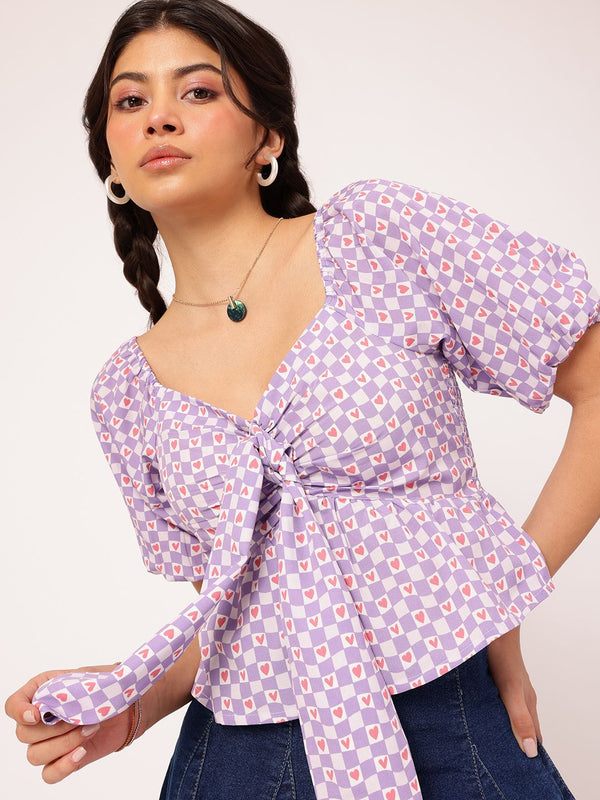 DressBerry Vibe Check Printed Smocked Empire Top
