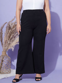 SASSAFRAS Curve Women Straight Fit High-Rise Bell Bottom Tousers
